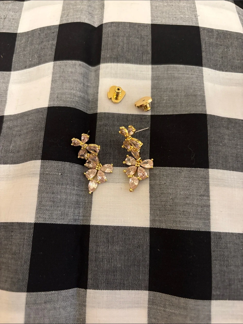 kate spade Gold-Tone Pink Crystal Floral Drop Earrings